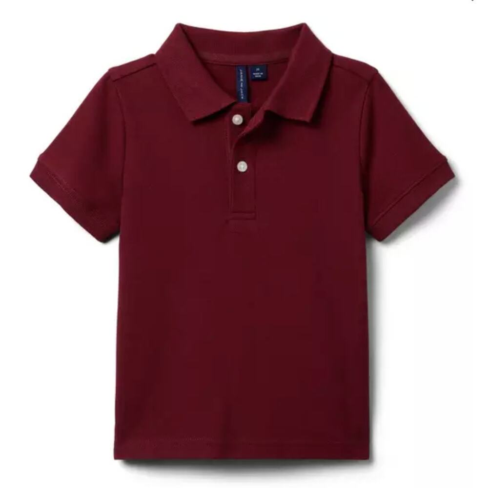 Janie and Jack - Boys Pique Polo Shirt - Size 14 - Maroon/Burgundy/ Wine